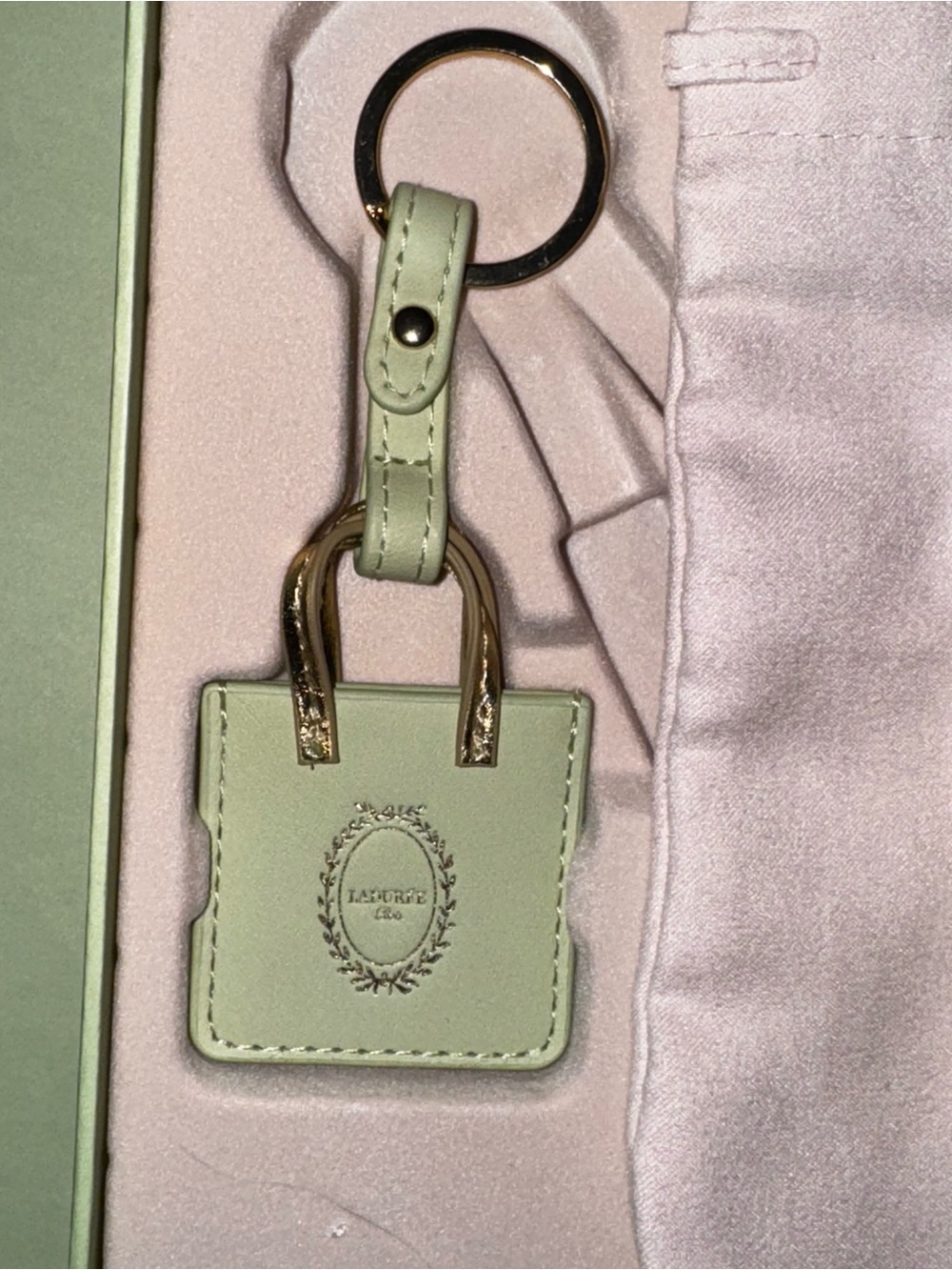 NEW! Ladurée Bag Keychain (Mini Bag Only) New in Box with Ribbon & Storage Pouch - Picture 3 of 7